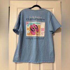 EUC Simply Southern Blue Flip Flop Beach Short Sleeve T-Shirt in XL